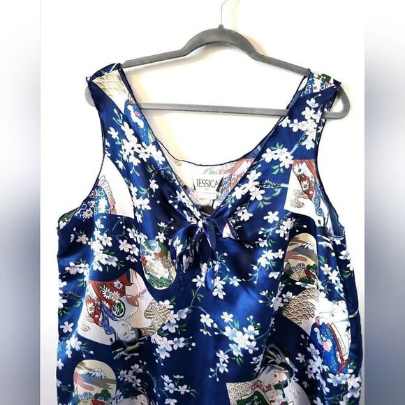 Vintage Blue Patterned Dress - Picture 2 of 7